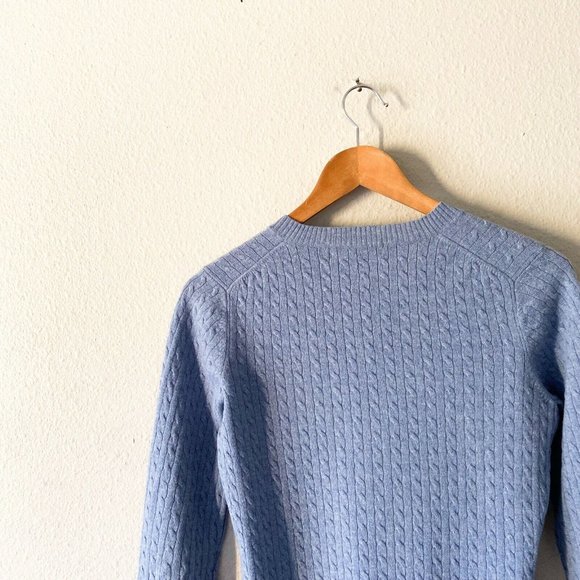 Brooks Brothers blue vneck cable knit sweater M cotton wool blend - Picture 5 of 5